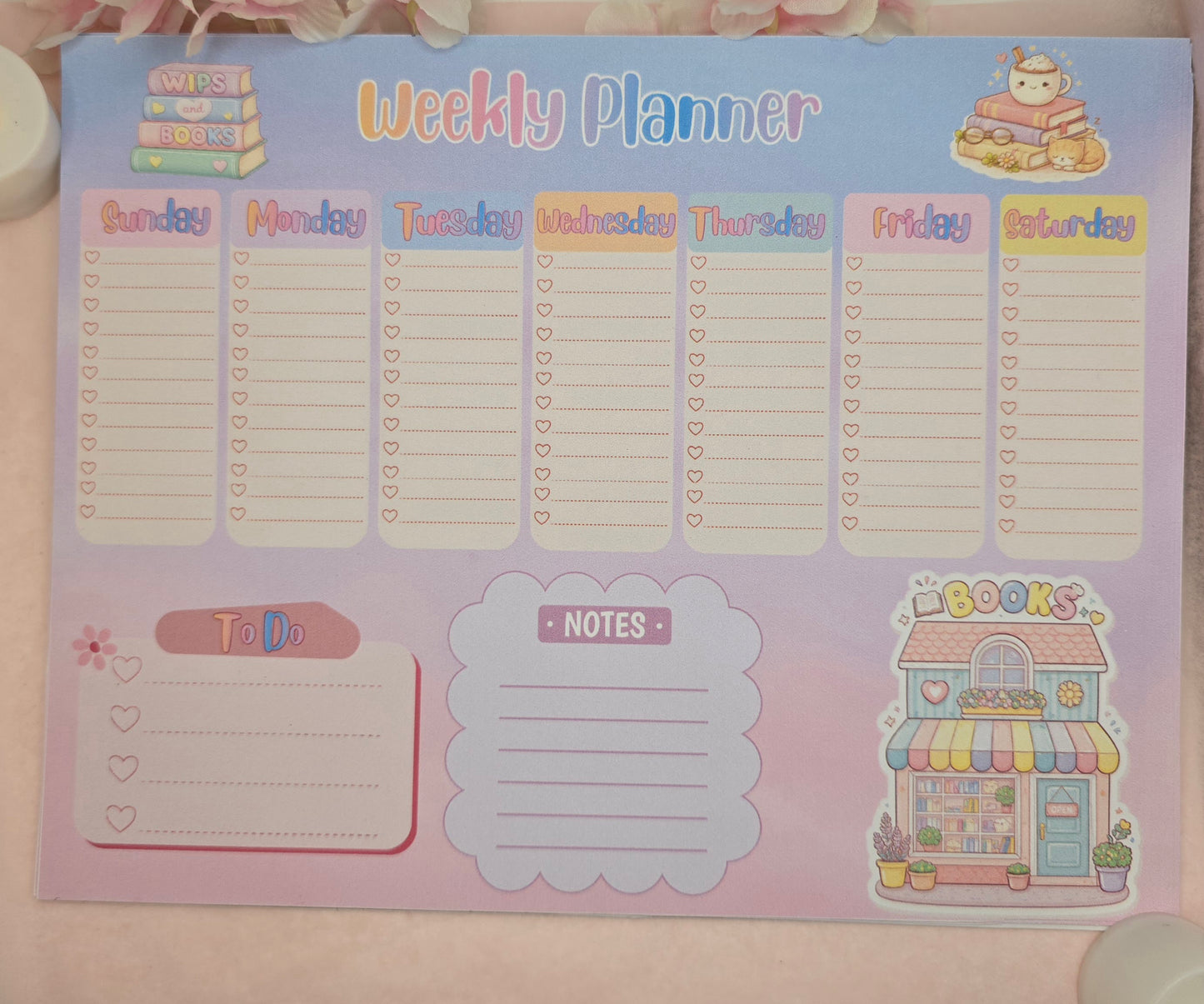 Bookish Pastel Weekly Planner Pad