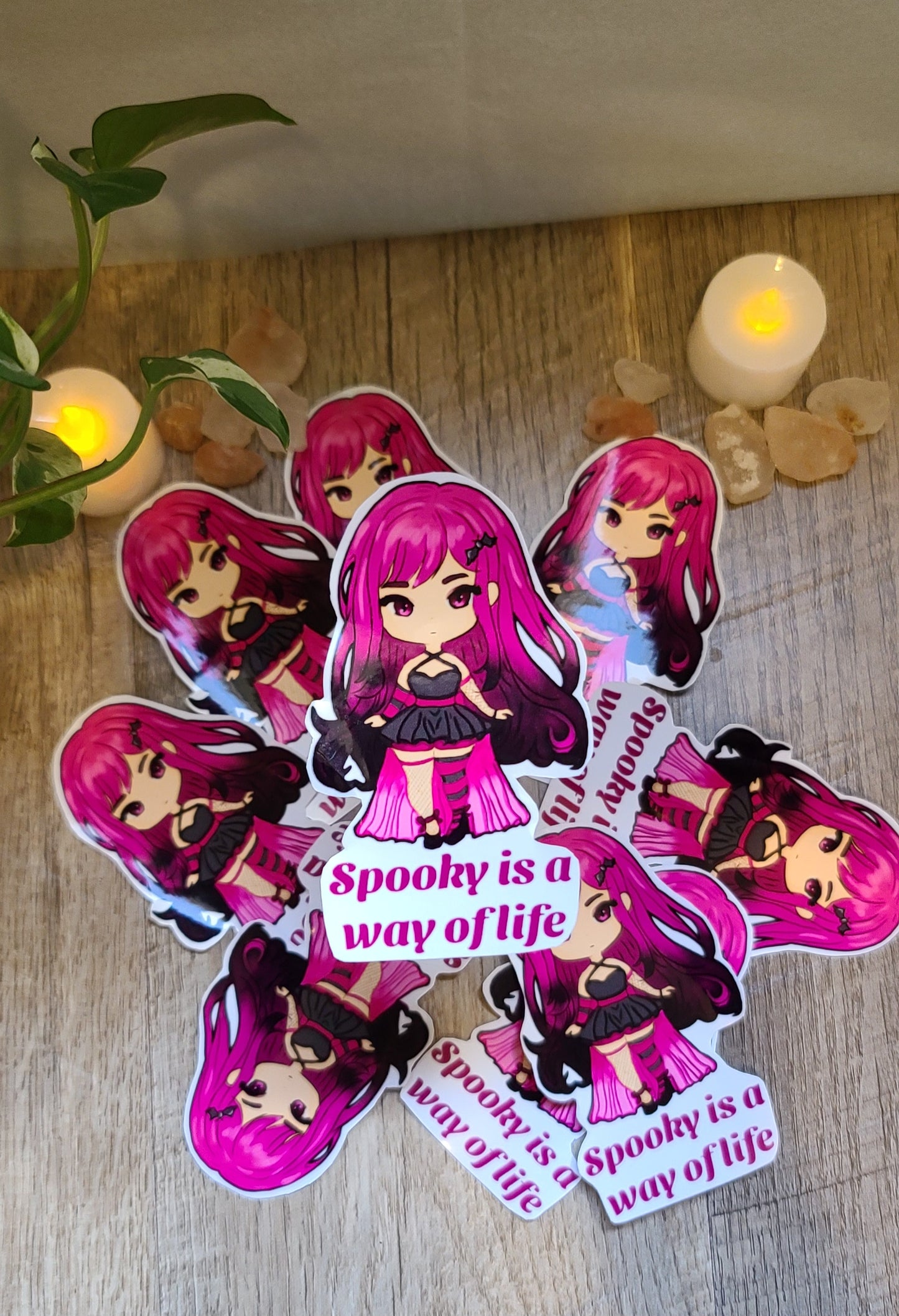 Pink Spooky Girl Sticker