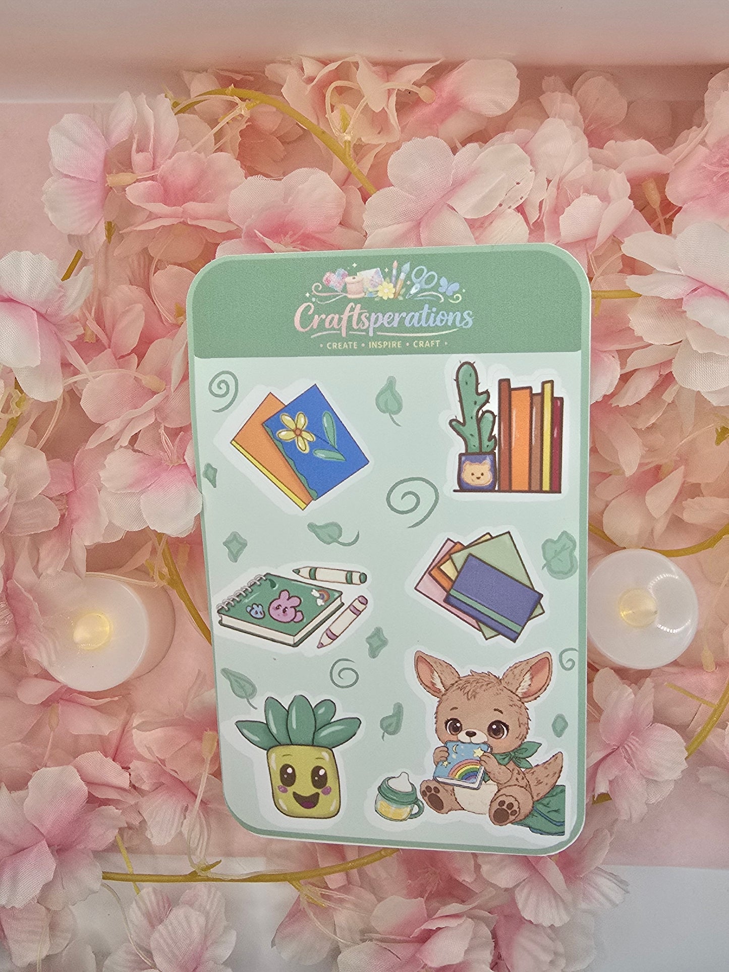 Baby Kangaroo and Books Sticker Sheet