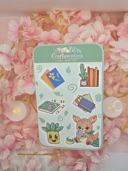Baby Kangaroo and Books Sticker Sheet