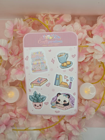 Snuggly Panda and book sticker sheet