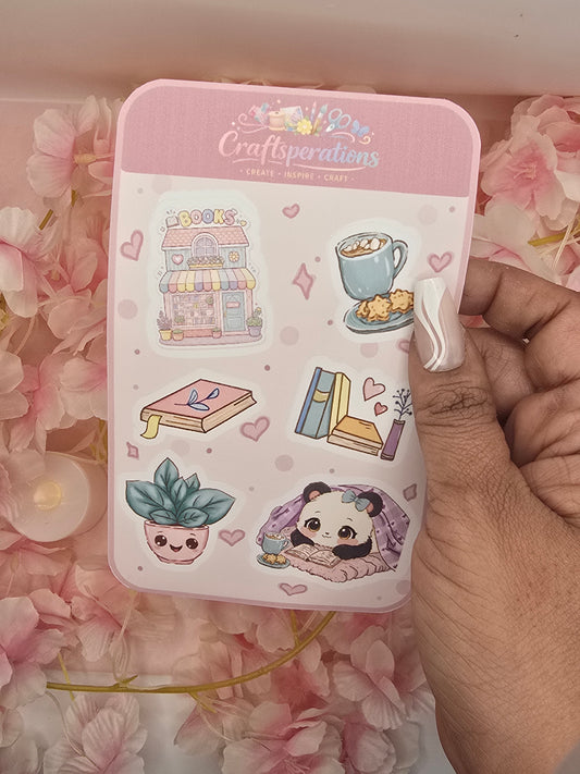Snuggly Panda and book sticker sheet