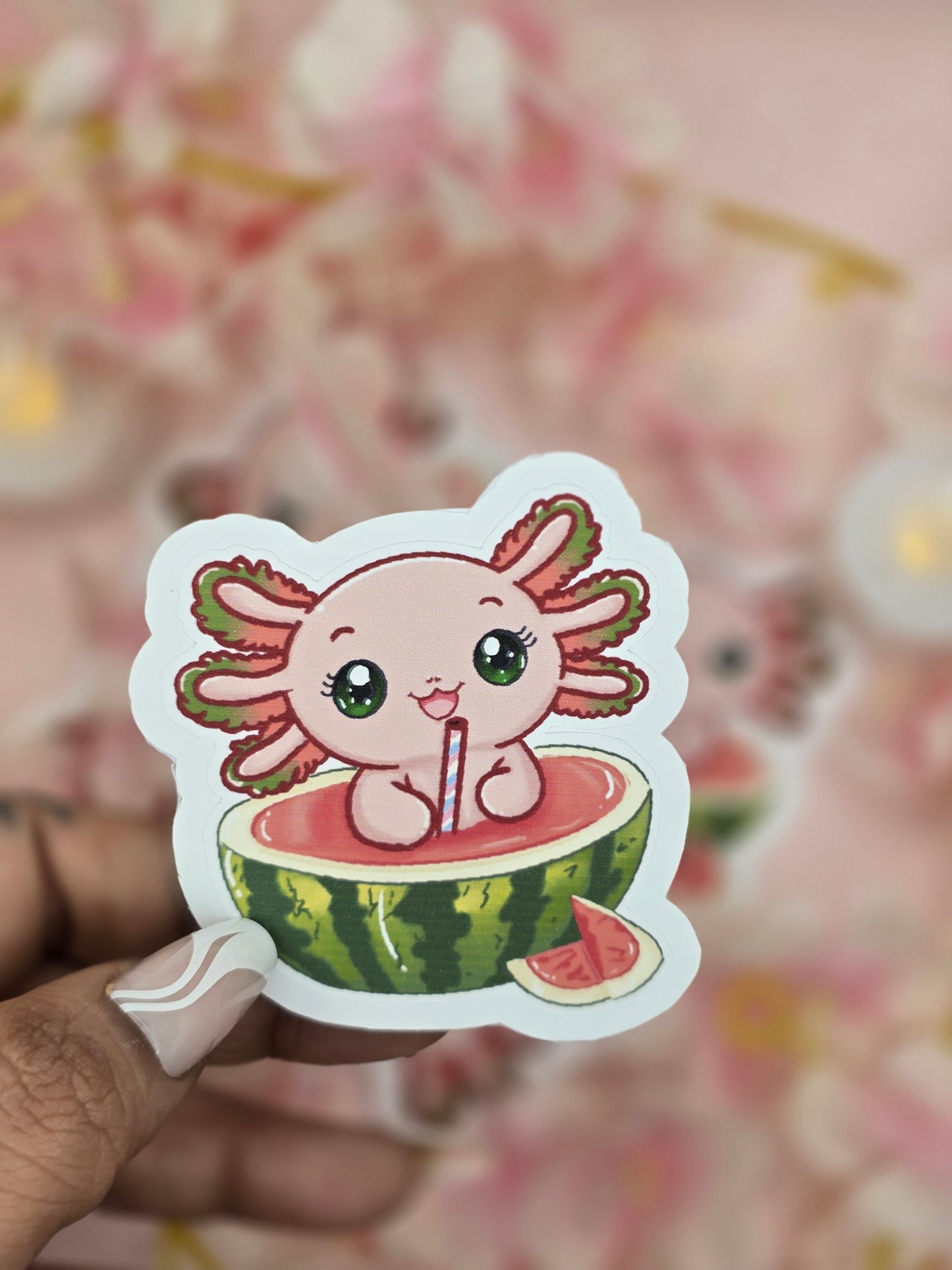 Watermelon Axolotl sticker