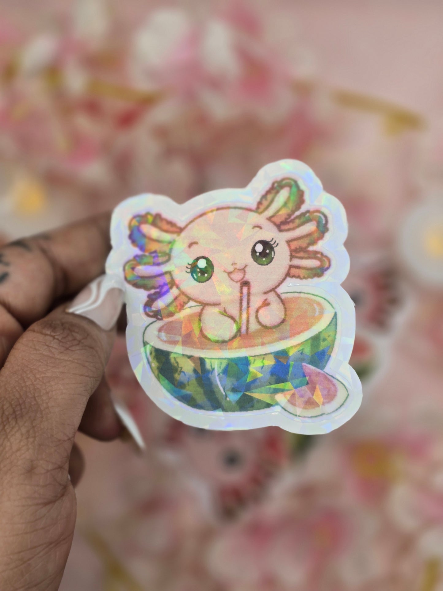 Watermelon Axolotl sticker