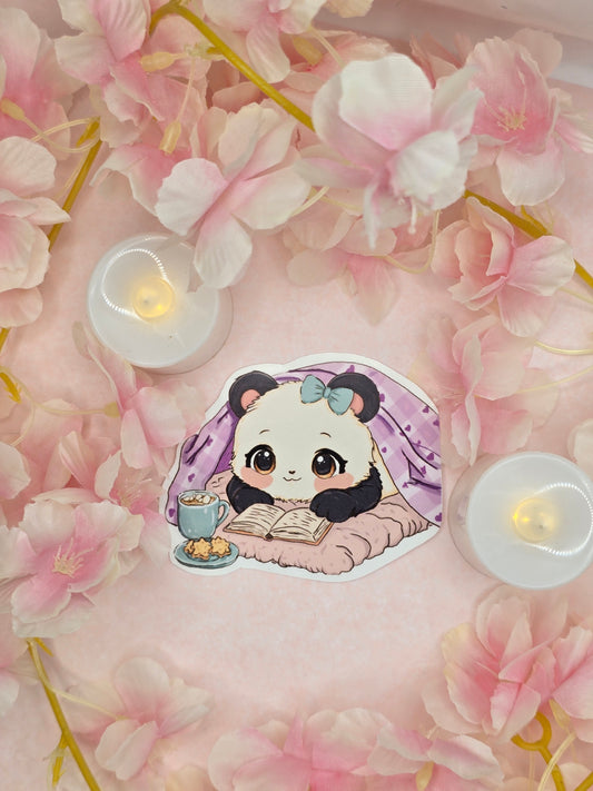 Cozy Panda and Book Sticker