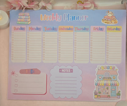 Bookish Pastel Weekly Planner Pad
