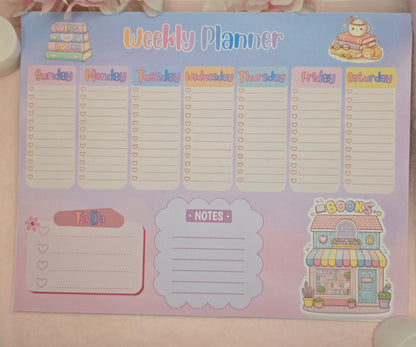 Bookish Pastel Weekly Planner Pad