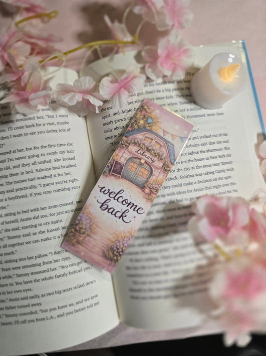 Welcome Back to the library bookmark