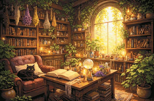 Witch's Reading Nook Cross Stitch Pattern